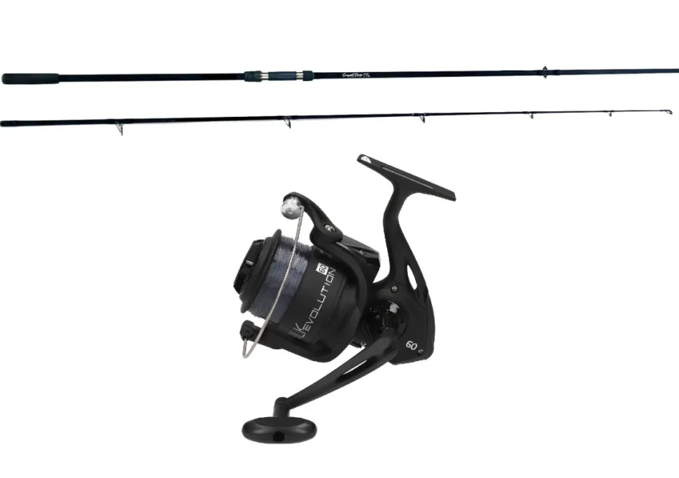 Allroundcombo 3,00 LBS – Crucial Carp Rod 3,60m Karpfenrute + Lineaeffe Silk Evolution FD 60 Spinnrolle mit Schnur