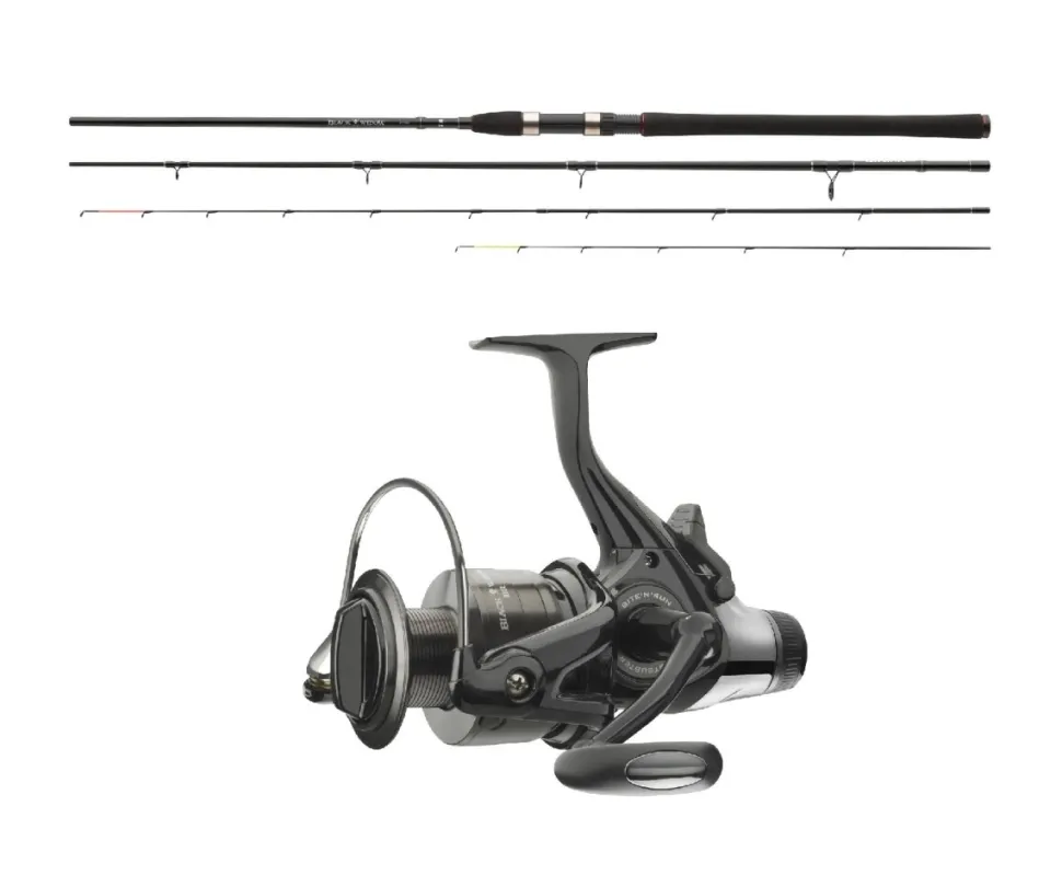 Daiwa Black Widow Feedercombo Heavy 3,60m / 120g Feederute + Freilaufrolle