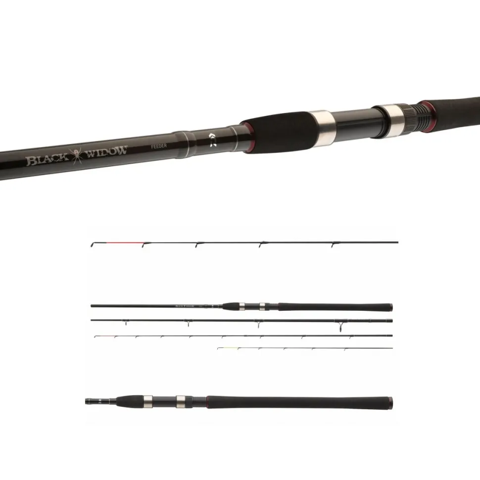 Daiwa Black Widow Feedercombo Heavy 3,60m / 120g Feederute + Freilaufrolle