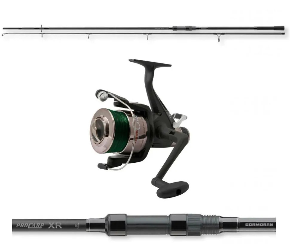 Karpfencombo Cormoran Pro Carp-XR 3,60m 12ft 3,00lb Karpfenrute + Lineaeffe Free Carp 60 Karpfen-Freilaufrolle mit Schnur