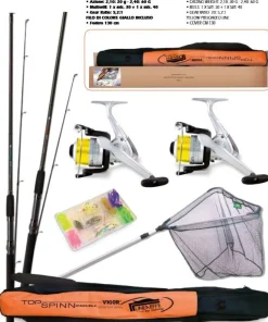 Lineaeffe Spin Combo Set 2 Ruten + 2 Rollen + Kescher + Kunstköder + Futteral