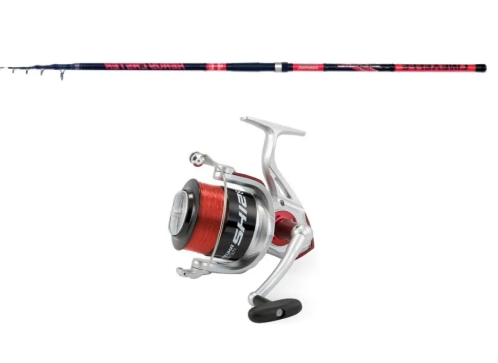 Lineaeffe Tele Brandungscombo Heavy Caster Rod 4,20m / bis 250g Brandungsrute + SK12 Großfischrolle 70 Angelrolle mit Schnur