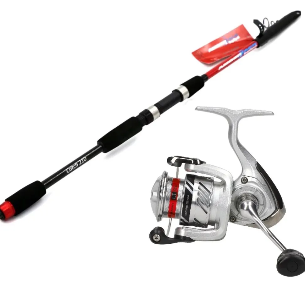 Teleskop Angelset 1,80m / 15-40g Teleskoprute + Spinnrolle Reise Travel Combo
