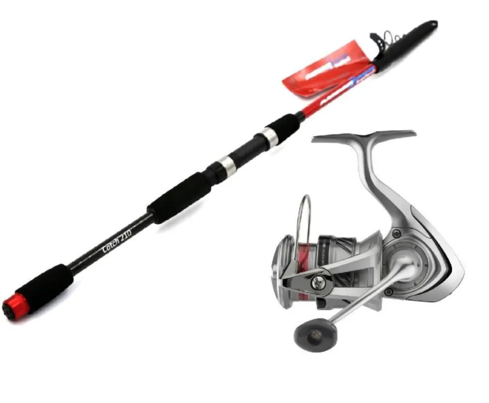 Teleskop Angelset 2,10m / 15-40g Teleskoprute + Spinnrolle Reise Travel Combo
