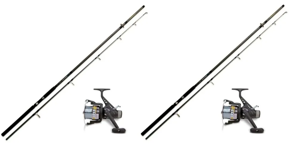 2x Lineaeffe Karpfenset Karpfenrute + Freilaufrolle + Karpfenschnur 3,60m / 2,75lbs